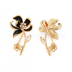 Brass Micro Pave Clear Cubic Zirconia Brooch Findings&nbsp;KK-N232-297