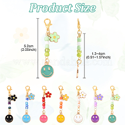 28Pcs 6 Style Alloy Enamel Smiling Face Pendant Decorations&nbsp;HJEW-YW00173