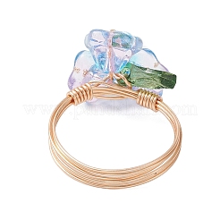 Electroplate Glass Beaded Rings&nbsp;RJEW-TA00195