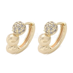 Brass Clear Cubic Zirconia Hoop Earrings&nbsp;EJEW-Q014-07G