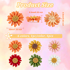 6Pcs 6 Color 3D Daisy Enamel Pins&nbsp;JEWB-WH0029-28G