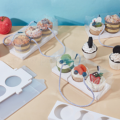 Folding Rectangle PET Plastic Portable Cupcake Gift Storage Box&nbsp;CON-WH0085-137A