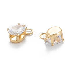 Brass Clear Cubic Zirconia Charms&nbsp;ZIRC-G170-13
