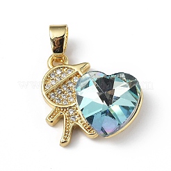 Real 18K Gold Plated Rack Plating Brass Micro Pave Clear Cubic Zirconia Pendants&nbsp;KK-C015-21G