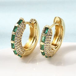 Brass Micro Pave Cubic Zirconia Hoop Earrings&nbsp;KK-CBA8324-22G-03