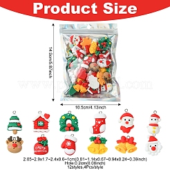 48Pcs 12 Styles Christmas Theme Opaque Resin Pendants&nbsp;RESI-FS0001-73