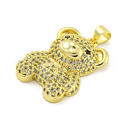Brass Micro Pave Clear Cubic Zirconia Pendants&nbsp;KK-R159-12G-01