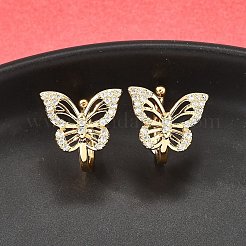 Brass Micro Pave Clear Cubic Zirconia Cuff Earrings&nbsp;EJEW-F370-23G