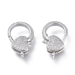 Brass Micro Pave Clear Cubic Zirconia Lobster Claw Clasps&nbsp;ZIRC-Q024-15P