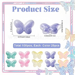 100Pcs 5 Colors Two Tone Transparent Spray Painted Glass Beads&nbsp;GLAA-YW0005-20