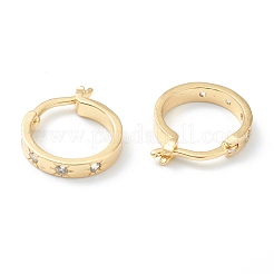 Brass Micro Pave Clear Cubic Zirconia Hoop Earrings&nbsp;EJEW-J101-26G