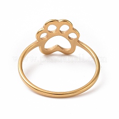 Ion Plating(IP) 201 Stainless Steel Paw Print Finger Ring&nbsp;RJEW-J051-25G