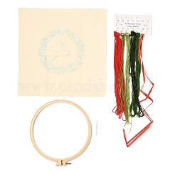 Christmas Themed DIY Embroidery Cup Mat Sets&nbsp;DIY-P021-B04