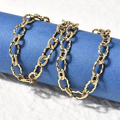 304 Stainless Steel Twisted Oval Link Chain Necklaces for Women&nbsp;NJEW-Z091-07G