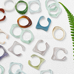 4 Styles Resin & Acrylic Finger Rings for Women&nbsp;RJEW-SC0001-24