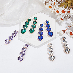 4 Pairs 4 Colors Glass Heart Dangle Stud Earrings&nbsp;EJEW-AN0004-56