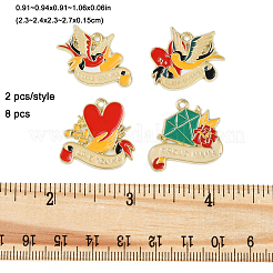 8Pcs 4 Styles Mother's Day Theme Alloy Enamel Pendants&nbsp;ENAM-FP0002-25