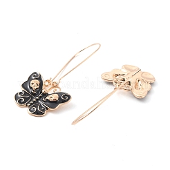 Enamel Butterfly with Skull Hoop Earrings&nbsp;EJEW-WH0017-73KCG-B