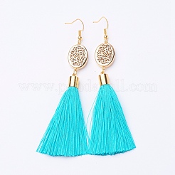 Ice Silk Thread Tassel Dangle Earrings&nbsp;EJEW-P142-B03