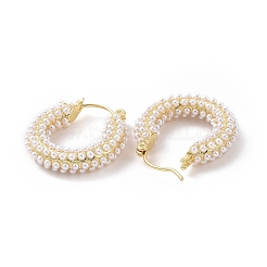 ABS Plastic Imitation Pearl Beaded Ring Hoop Earrings&nbsp;EJEW-E277-06G