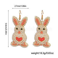 Easter Zinc Alloy & Plastic Imitation Pearl Rabbit Dangle Earrings&nbsp;FS-WG041E6-01