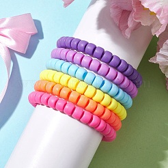 6Pcs 6 Colors Rondelle Opaque & Frosted Acrylic Beaded Stretch Bracelet Sets&nbsp;BJEW-JB10304