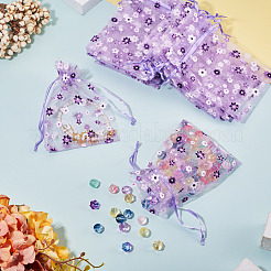 Flower Printed Organza Drawstring Bags&nbsp;OP-TAC0003-03
