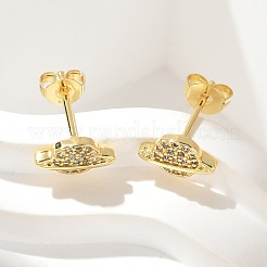 Brass Micro Pave Clear Cubic Zirconia Stud Earrings&nbsp;EJEW-A128-03G
