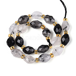 Natural Tourmalinated Quartz Beads Strands&nbsp;G-N342-53-8x6-02