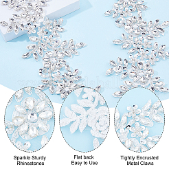 Acrylic Rhinestone Flower Appliques&nbsp;PATC-WH0017-03