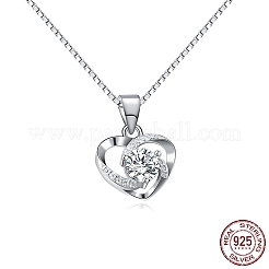 Anti-Tarnish Rhodium Plated 925 Sterling Silver Pendants&nbsp;ZIRC-BB50406-A