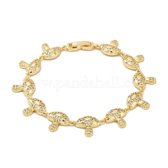 Mushroom Brass Micro Pave Clear Cubic Zirconia Link Bracelets for Women&nbsp;BJEW-Z126-04G