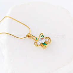 3Pcs French Vintage Stainless Steel White and Green Enamel Flower Pendant Necklaces for Women&nbsp;PZ8331