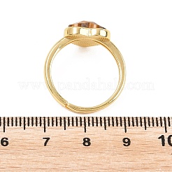 Natural Tiger Eye Finger Rings with Brass Findings&nbsp;G-H353-03G-01