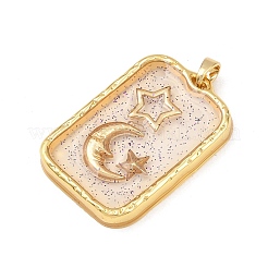 Transparent Epoxy Resin Brass Pendants&nbsp;KK-B163-01G-01