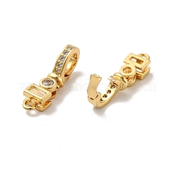 Brass Micro Pave Clear Cubic Zirconia Fold Over Clasps&nbsp;KK-G419-31G
