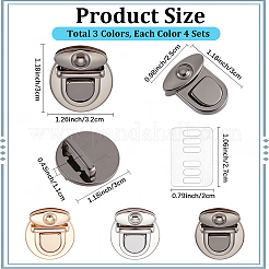 12 Bags 3 Colors Iron Purse Locks&nbsp;IFIN-CL0001-09