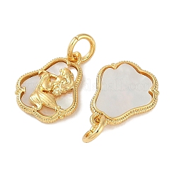 Brass Pave Natural Shell Mermaid Charms with Jump Rings&nbsp;KK-P283-10G