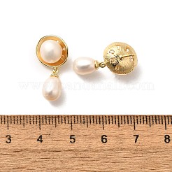 Natural Pearl Dangle Ear Studs&nbsp;EJEW-L099-07G