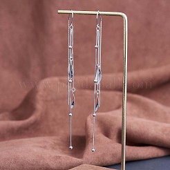 Anti-Tarnish Rhodium Plated 925 Sterling Silver Leaf with Chain Tassel Dangle Earrings&nbsp;JE1042A