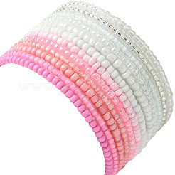 Pink Color Palette Glass Seed Beaded Stretch Bracelet Sets&nbsp;BJEW-MZ00102
