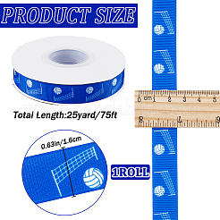 25 Yards Sport Ball Theme Printed Polyester Grosgrain Ribbon&nbsp;OCOR-WH20002-03B-02