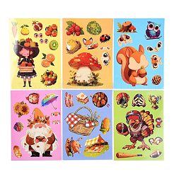 6Pcs Thanksgiving Day Cartoon Paper Self-Adhesive Picture Stickers&nbsp;STIC-C010-30