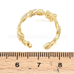 Brass Micro Pave Clear Cubic Zirconia Cuff Rings for Women&nbsp;RJEW-A088-04G