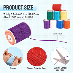 8 Rolls 8 Colors Round Waxed Polyester Cord&nbsp;YC-TA0001-26