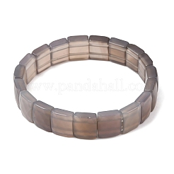 Natural Black Agate Beaded Stretch Bracelets for Unisex&nbsp;G-K303-02M