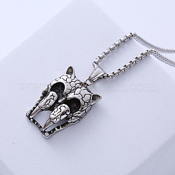 Vintage Men's Punk Necklace with Stainless Steel Animal Pendant for Titanium Warriors.&nbsp;PN8087
