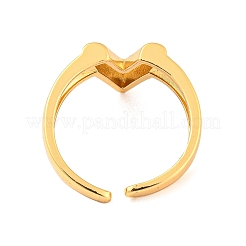 Hollow V-Shaped Brass Open Cuff Rings&nbsp;RJEW-Q781-15G