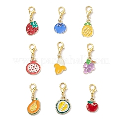 9Pcs Fruits Alloy Enamel Pendant Decorations&nbsp;HJEW-JM03908