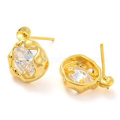 Flower 925 Sterling Silver with Clear Cubic Zirconia Stud Earring Findings&nbsp;STER-Q192-11G